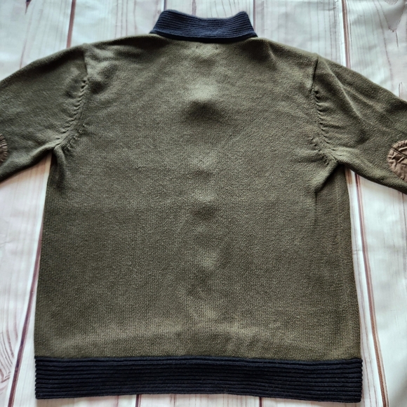 Carbon 2 Cobalt Thick Knit Olive Green Black Zip Front Sweater | Men's Size XL - Picture 7 of 9